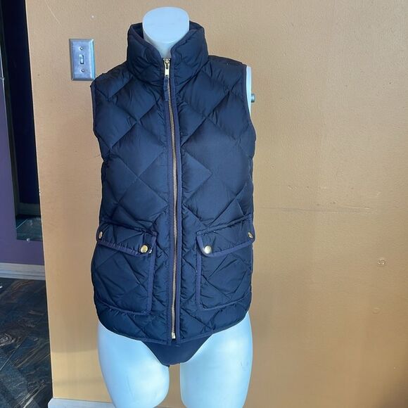 J.Crew Black Excursion Quilted Down Puffer Vest Size XXS - Picture 3 of 13